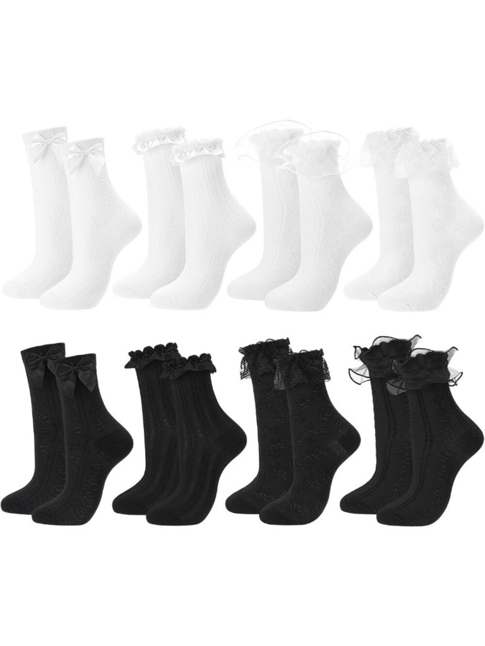 Cute Lace Ruffle Crew Socks | Frilly Princess Dress Socks for Girls